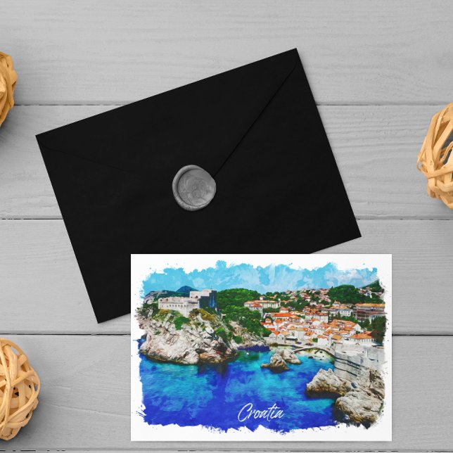Postal Viajes de vista panorámica de Croacia (croatia panorama view travel postcard)