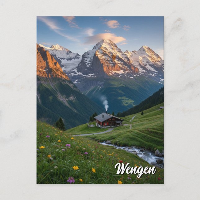 Postal Viajes de Wengen Suiza (Anverso)