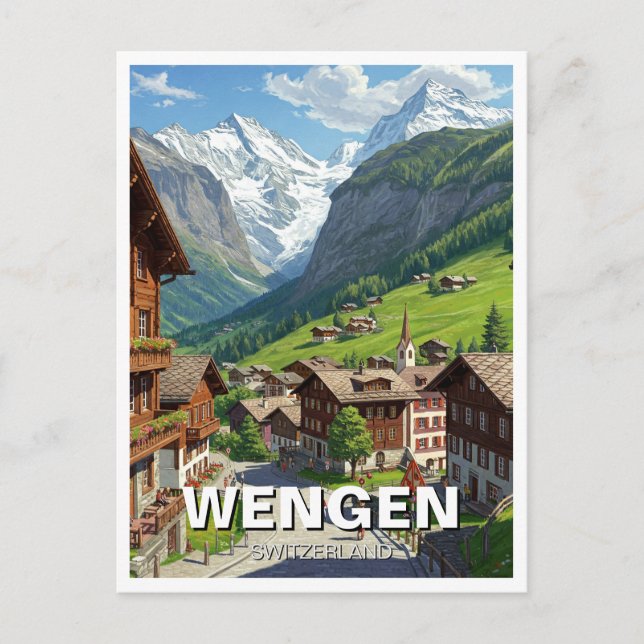 Postal Viajes de Wengen Suiza (Anverso)