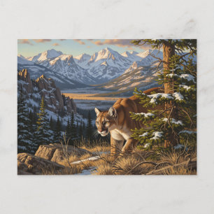 Postal Viajes del Cougar en el Parque Nacional de las Mon