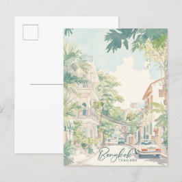 Postal Viajes del Ilustracion de pintura Gouache de Bangk