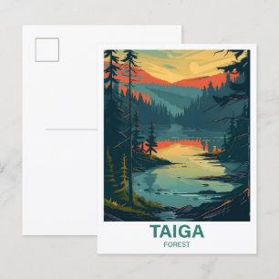 Postal Viajes del Ilustracion Forestal de Taiga