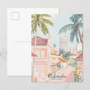 Postal Viajes del Ilustracion Gouache de Colombo Sri Lank