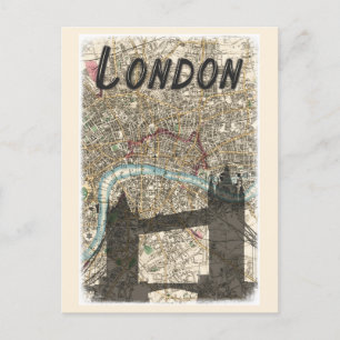 Postal Viajes del London England Tower Bridge Map