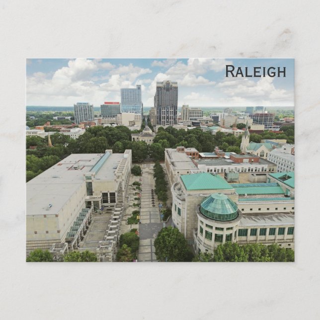 Postal Viajes del Museo Raleigh North Carolina City Skyli (Anverso)