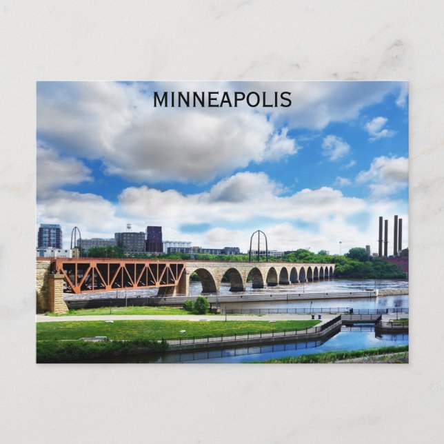 Postal Viajes del río Minneapolis Minnesota Misissippi (Anverso)