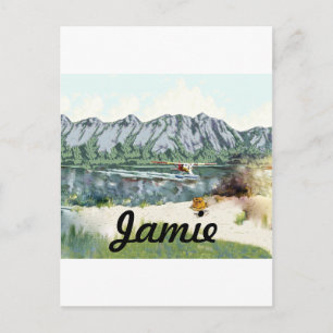 Postal Viajes en avión y pesca en la maleza de Alaska