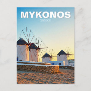 Postal Viajes en bicicleta de Mykonos Grecia