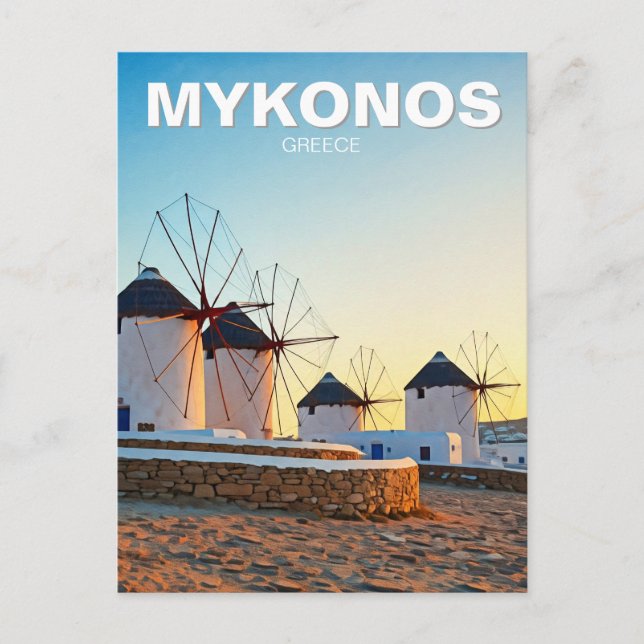 Postal Viajes en bicicleta de Mykonos Grecia (Anverso)
