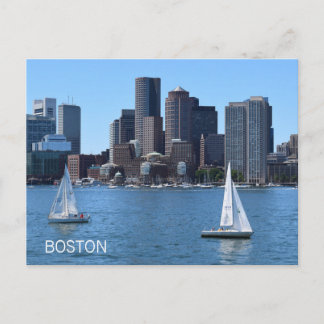 Postal Viajes en el puerto de barcos de vela de Boston Ci