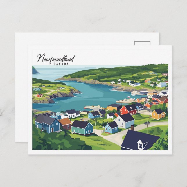Postal Viajes en Ilustracion de Canadá en Terranova (Anverso / Reverso)