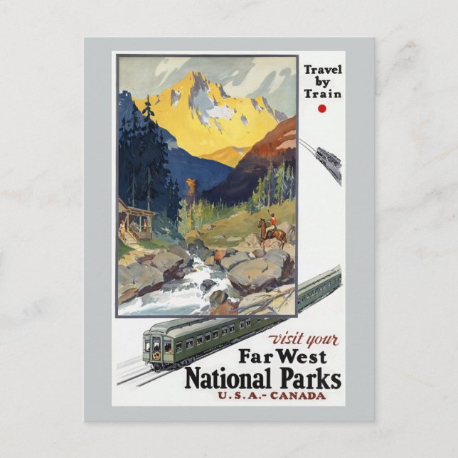Postal Viajes en los parques nacionales en tren (Anverso)