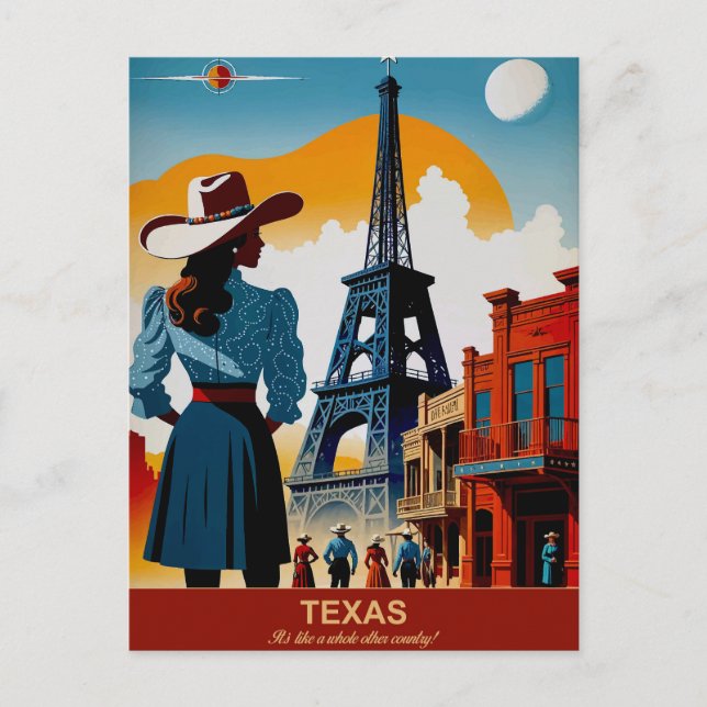 Postal Viajes en Texas: Es como un otro país entero (Anverso)