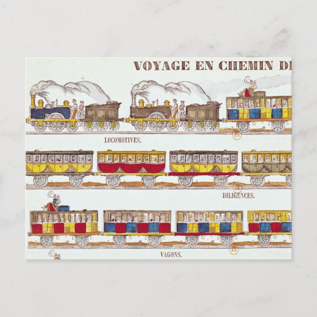 Postal Viajes en tren en 1845 (Anverso)