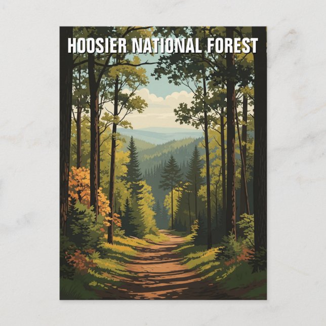 Postal Viajes forestales nacionales de Indiana Hoosier (Anverso)