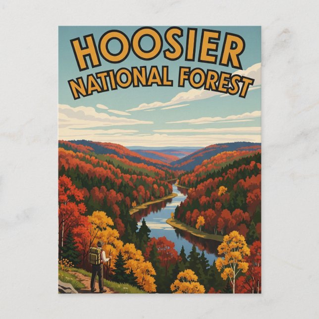 Postal Viajes forestales nacionales de Indiana Hoosier (Anverso)