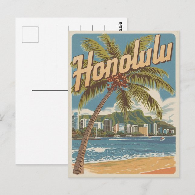 Postal Viajes Honululu, regalos de playa tropical de Hawá (Anverso / Reverso)
