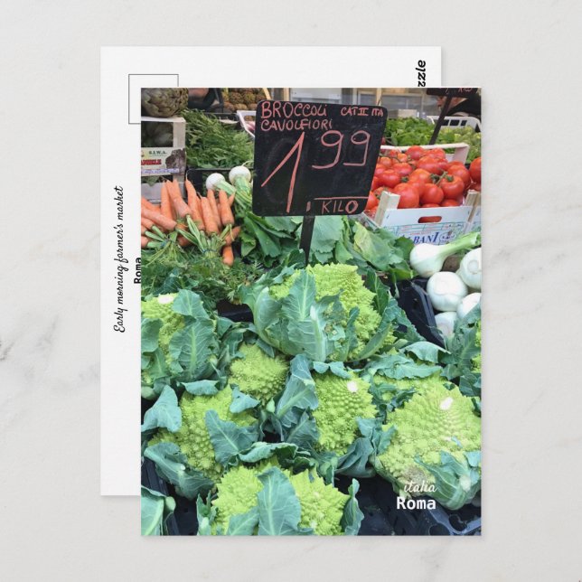 Postal Viajes | italia - Roma, mercado de agricultores (Anverso / Reverso)