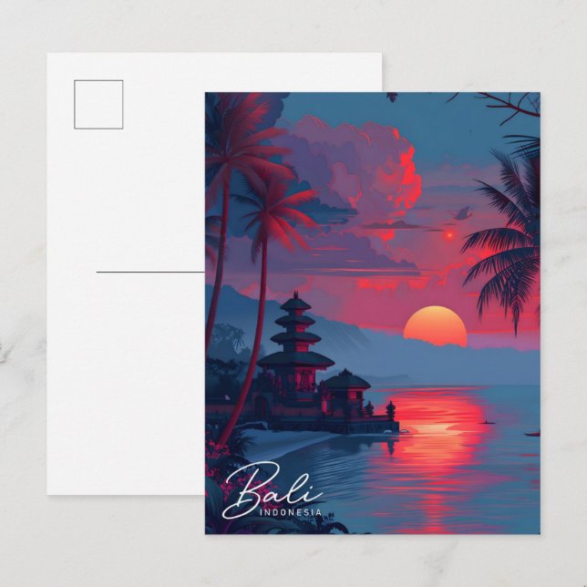 Postal Viajes nocturnos en Bali Indonesia (Anverso / Reverso)