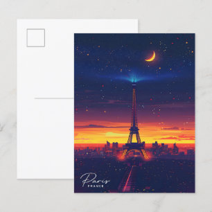 Postal Viajes nocturnos en París Francia Viajes de época