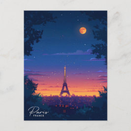 Postal Viajes nocturnos en París Francia Viajes de época