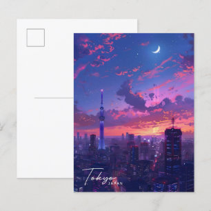 Postal Viajes nocturnos en Tokio Japón