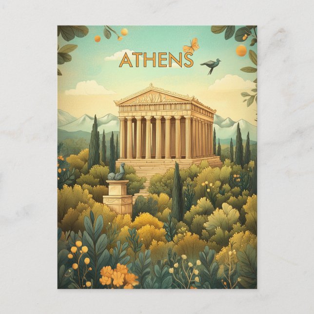 Postal Viajes por Atenas Grecia (Anverso)