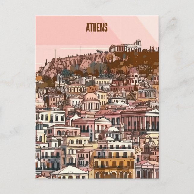 Postal Viajes por Atenas Grecia (Anverso)