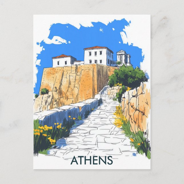 Postal Viajes por Atenas Grecia (Anverso)