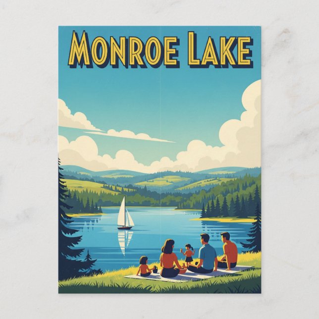 Postal Viajes por el lago Indiana Monroe (Anverso)