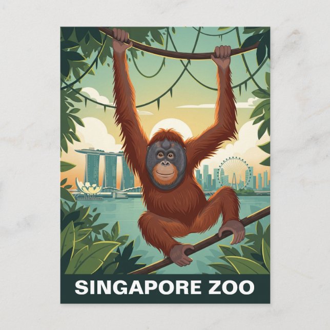 Postal Viajes por el zoológico de Singapur (Anverso)