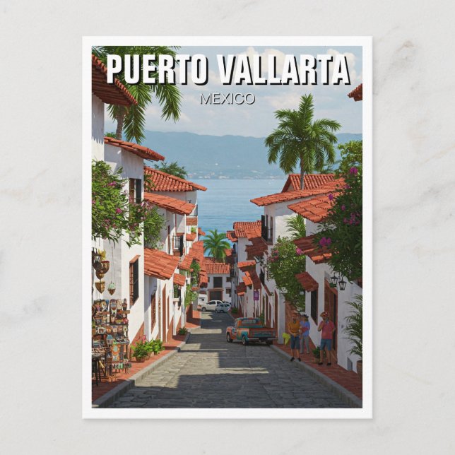 Postal Viajes por la calle Puerto Vallarta México (Anverso)