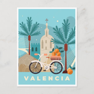 Postal Viajes por la ciudad Valencia España Arte retro