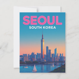 Postal Viajes por la línea aérea de Neon Seoul