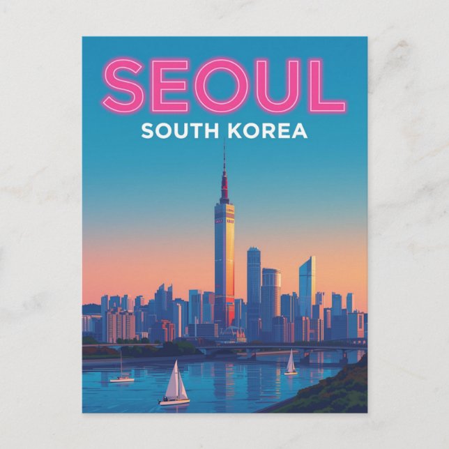 Postal Viajes por la línea aérea de Neon Seoul (Anverso)