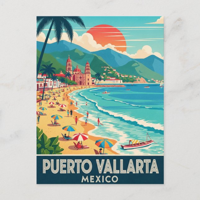 Postal Viajes por la playa en Puerto Vallarta México (Anverso)
