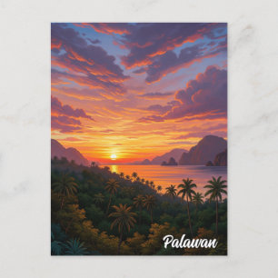 Postal Viajes por la puesta del sol en Palawan, Filipinas