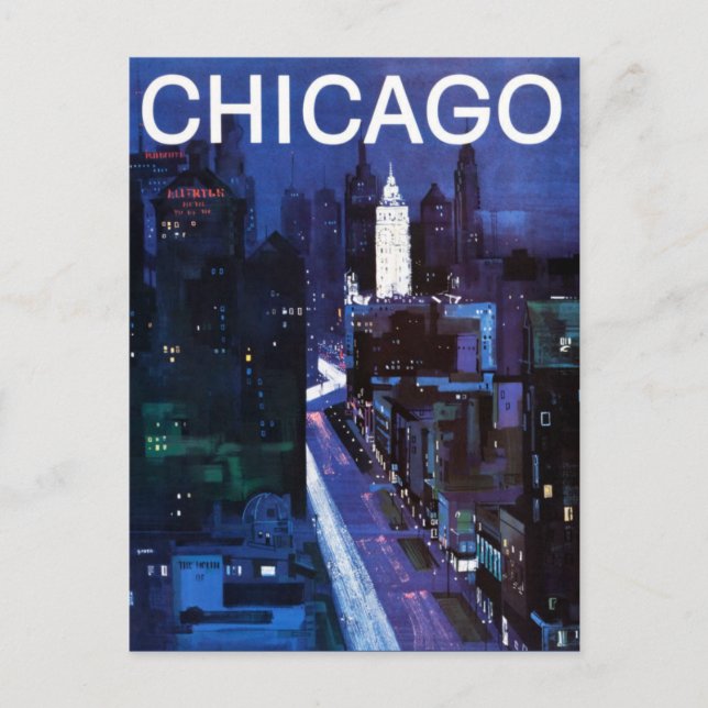 Postal Viajes por las calles de la ciudad de Chicago (Anverso)