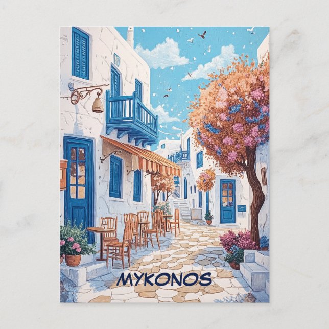 Postal Viajes por las calles de Mykonos (Anverso)