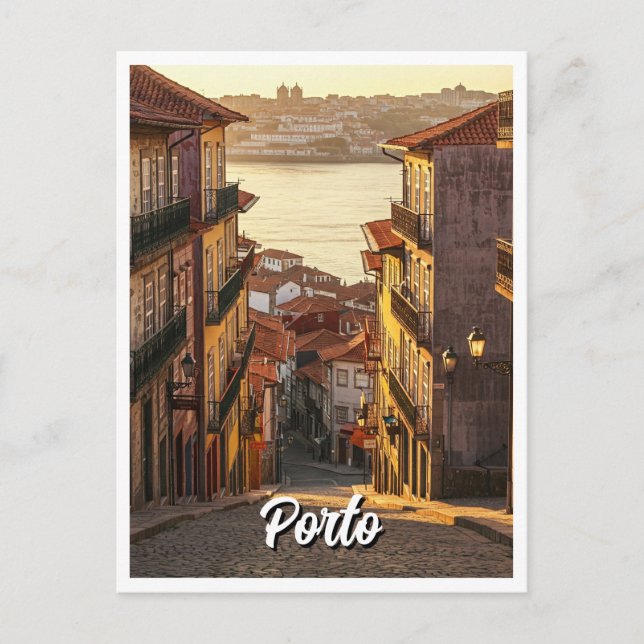 Postal Viajes por las calles de Porto Portugal (Anverso)