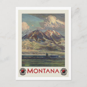 Postal Viajes por Montana por Vintage en tren