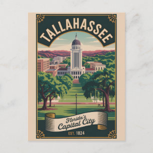 Postal Viajes Retro a Tallahassee Florida Vintage