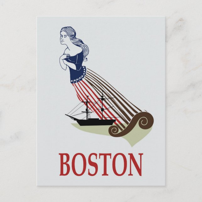 Postal Viajes retro de Boston Massachusetts (Anverso)