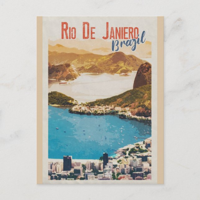 Postal Viajes retro de Brasil por la época de Río de Jane (Anverso)