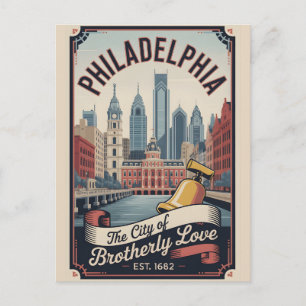 Postal Viajes Retro Filadelfia Pensilvania Vintage