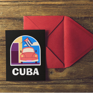 Postal Viajes retro mínimos de la isla cubana