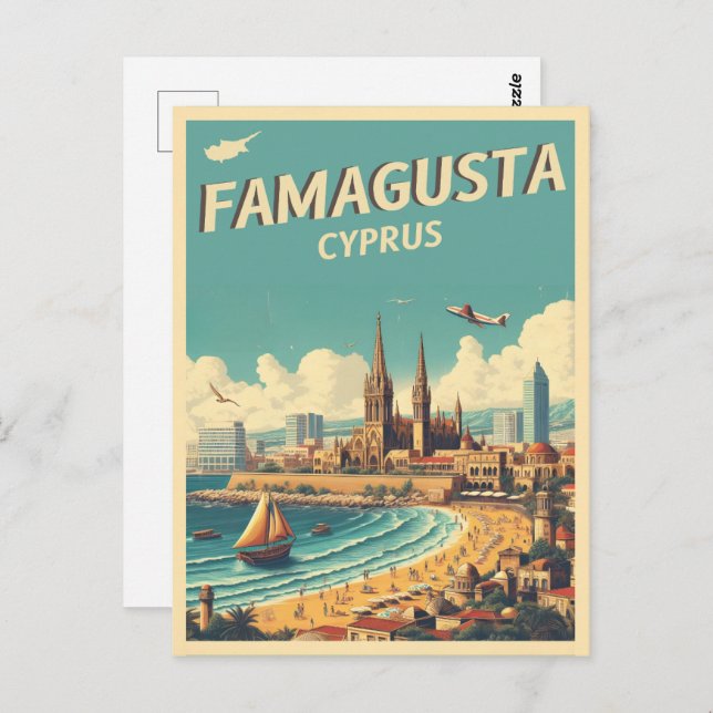 Postal Viajes retro Regalos de Famagusta Beach Cyprus (Anverso / Reverso)