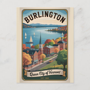 Postal Viajes Retro Vintage Burlington Vermont