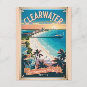 Postal Viajes Retro Vintage Clearwater Florida
