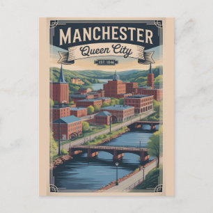 Postal Viajes Retro Vintage Manchester New Hampshire
